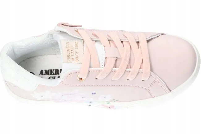 AC Big Girls' Light Pink Sneakers with Floral Pattern | 122/22-LP