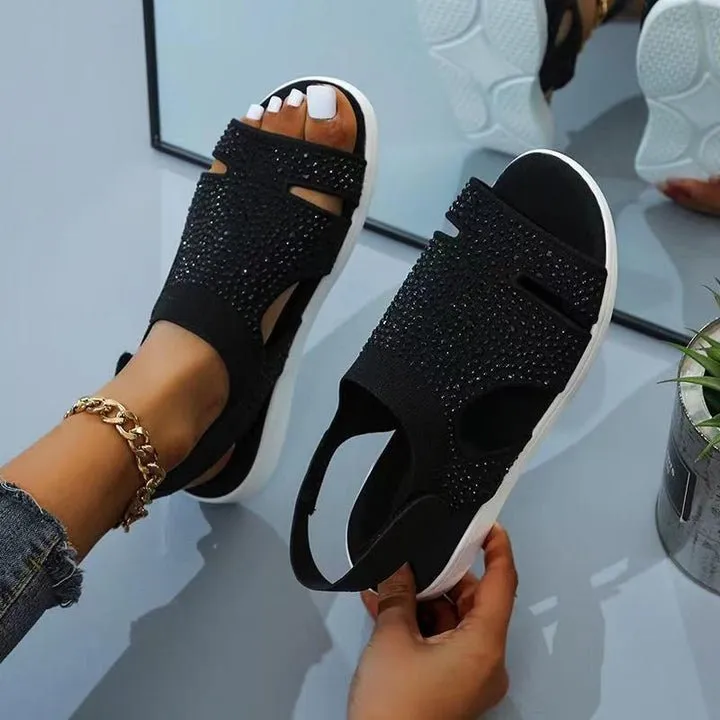 Bally - Soft and Comfortable Crystal Flat Sandals