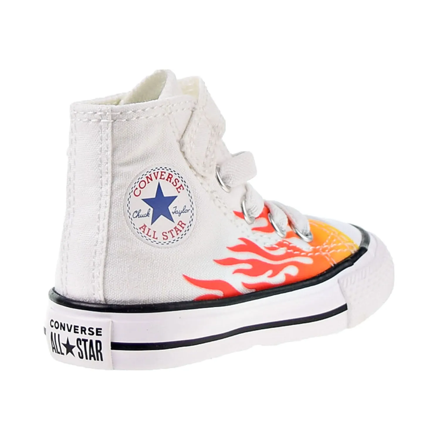 Converse Chuck Taylor All Star 1V HI Flames Toddler Shoes White-Red-Yellow