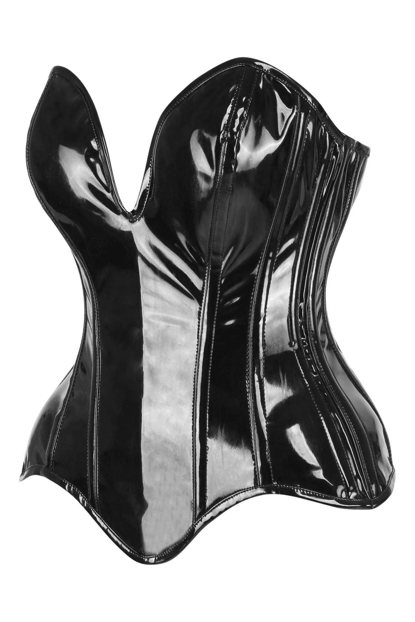 Daisy Corsets TD-416 Black Patent Plunge Neckline Overbust Corset