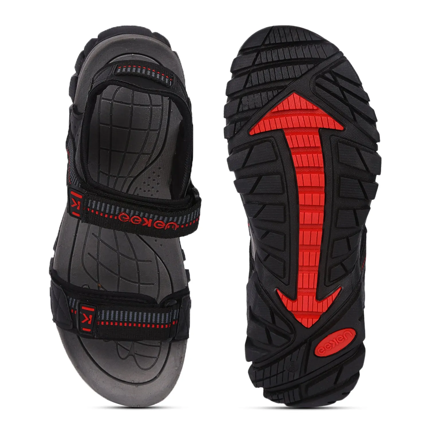 Eeken ESDG3035 Grey And Red Stylish Lightweight Dailywear Sports Sandals For Men