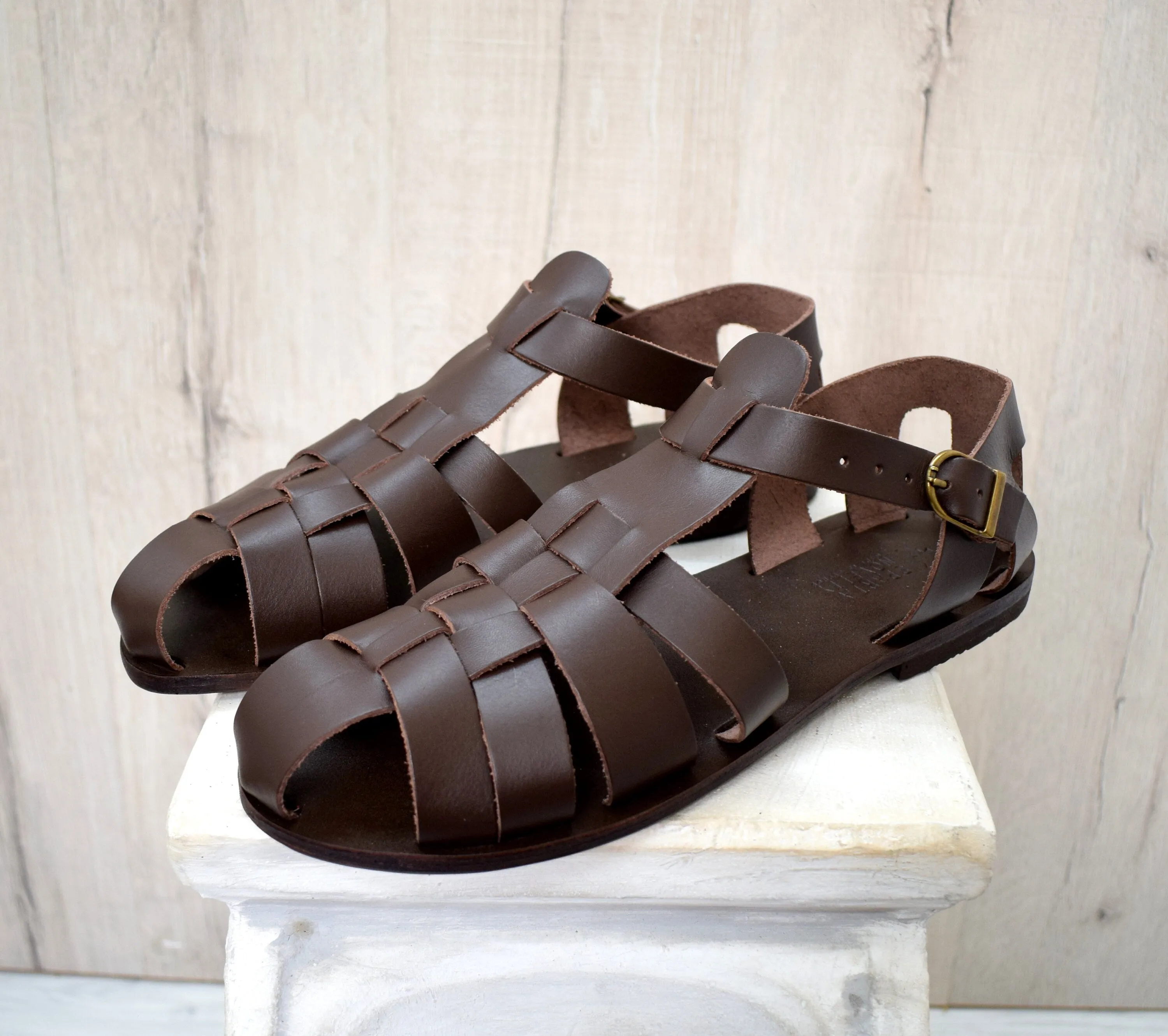 Fisherman sandals Closed toe Men Handmade greek leather sandals
