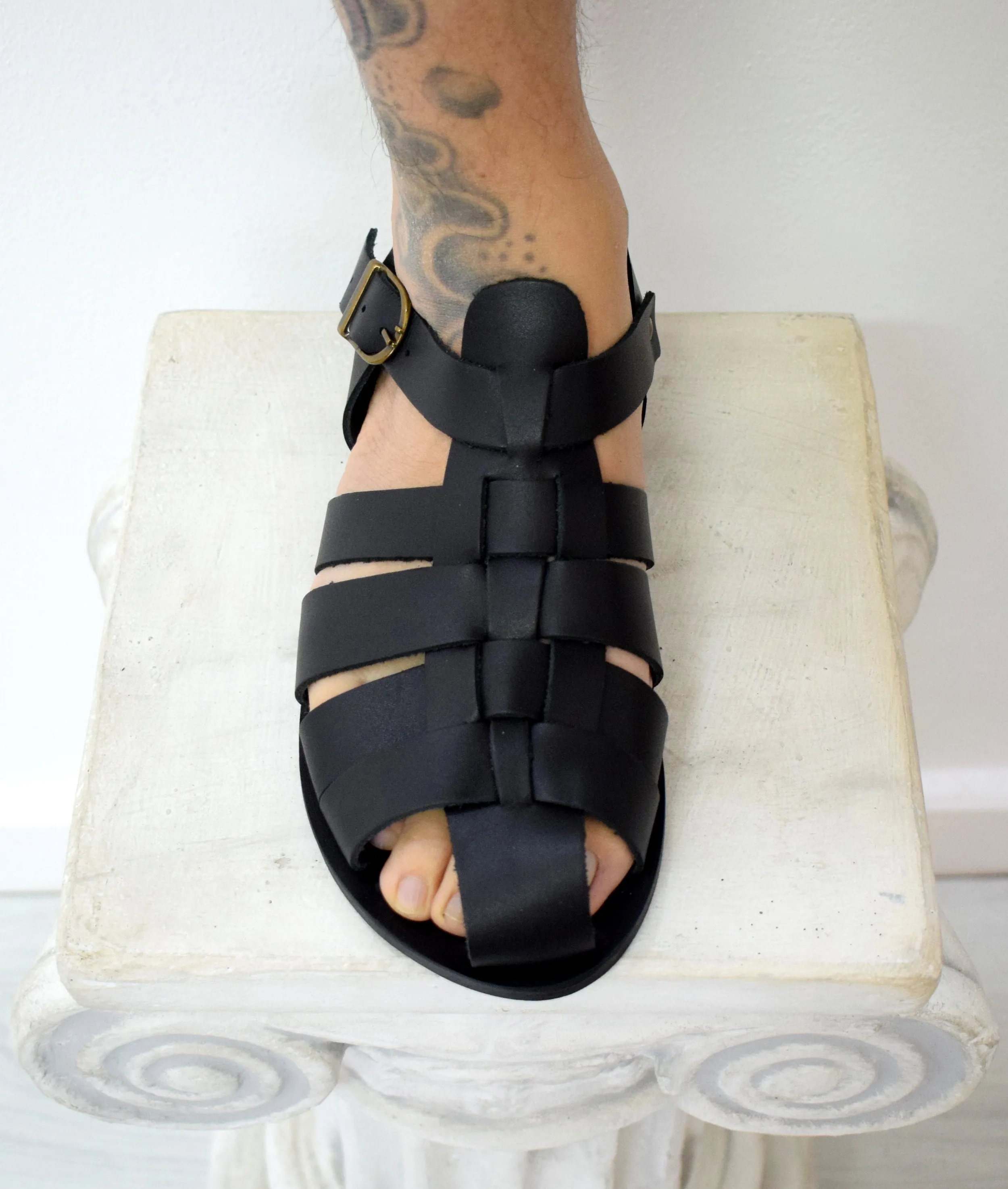 Fisherman sandals Closed toe Men Handmade greek leather sandals