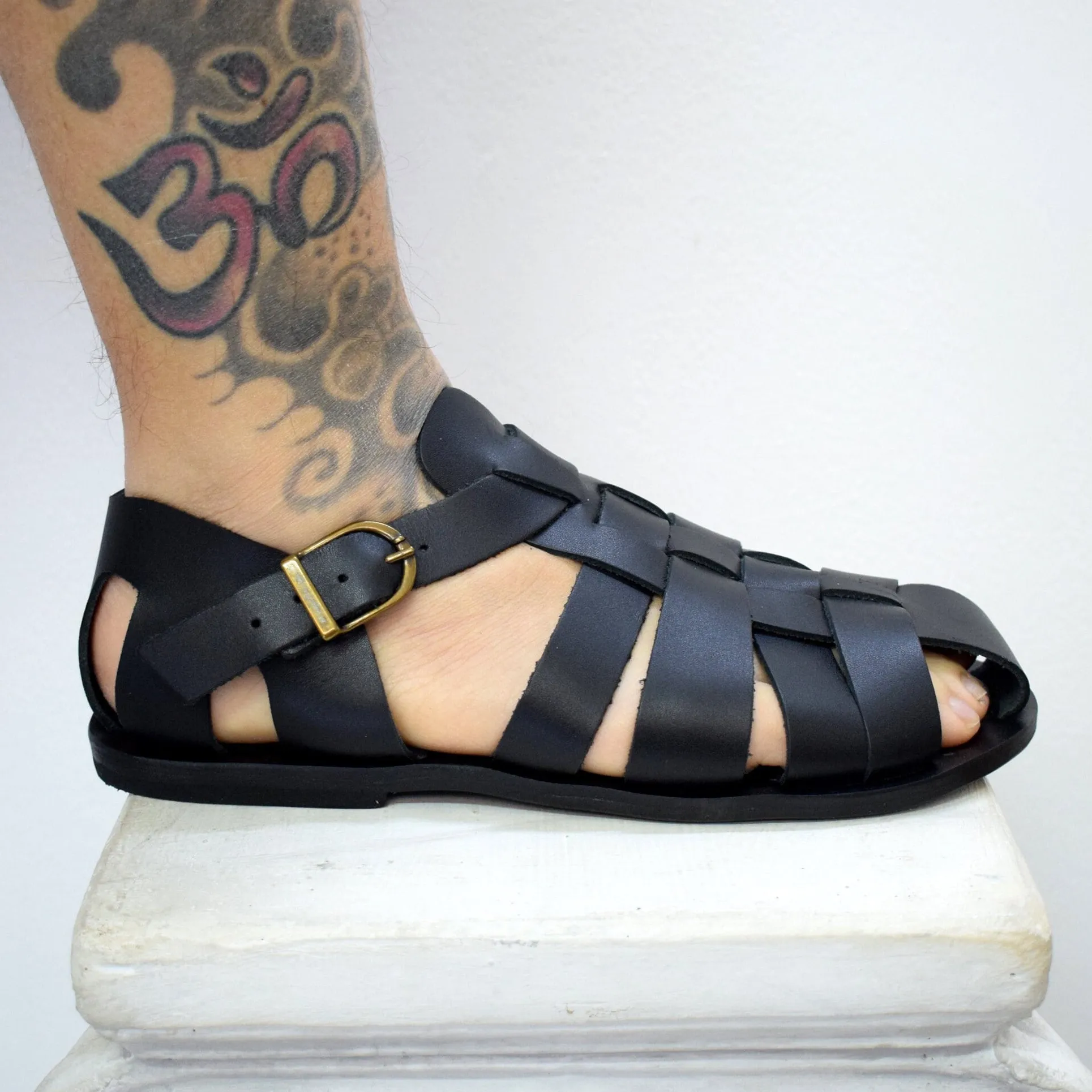 Fisherman sandals Closed toe Men Handmade greek leather sandals