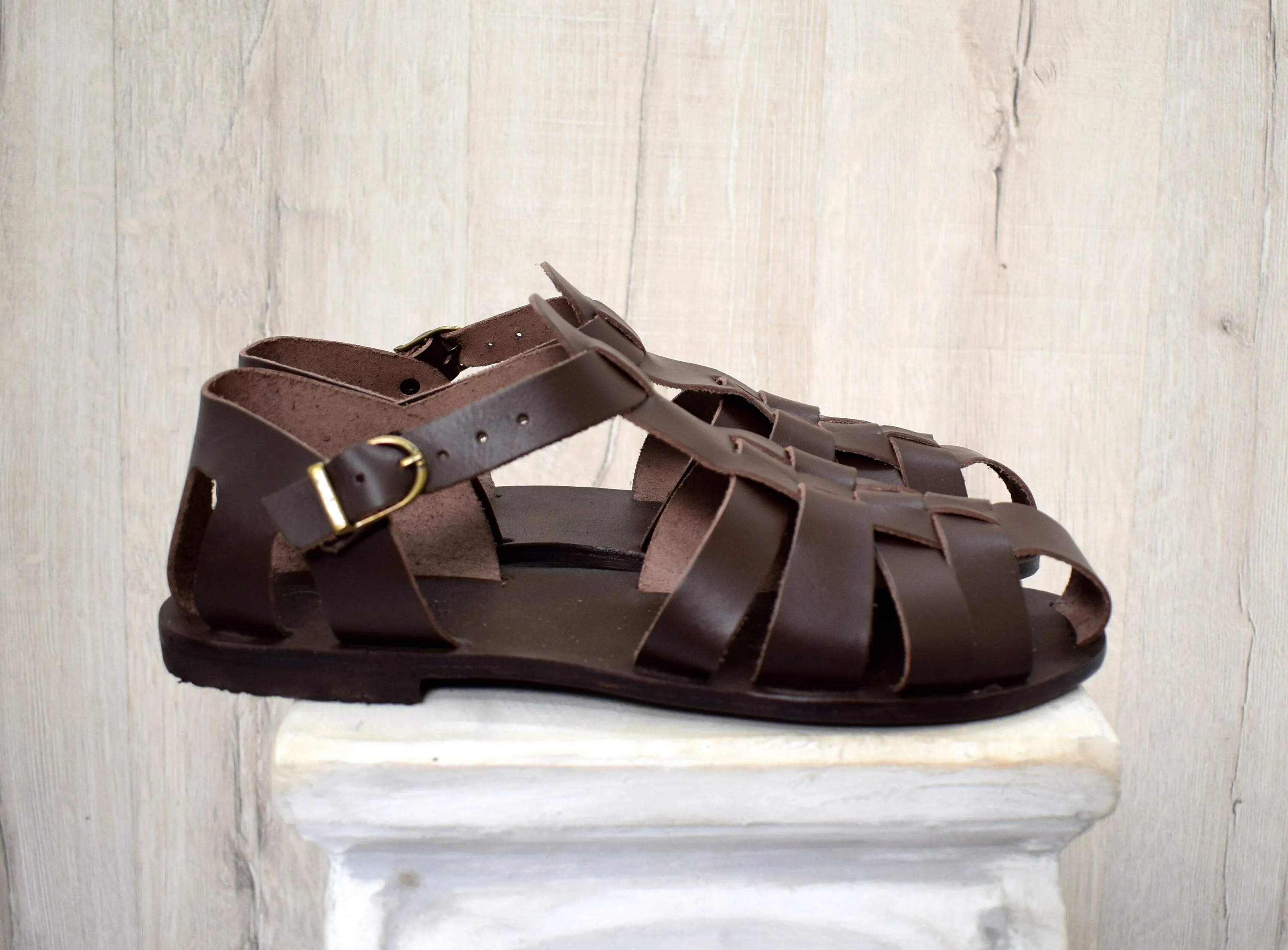Fisherman sandals Closed toe Men Handmade greek leather sandals