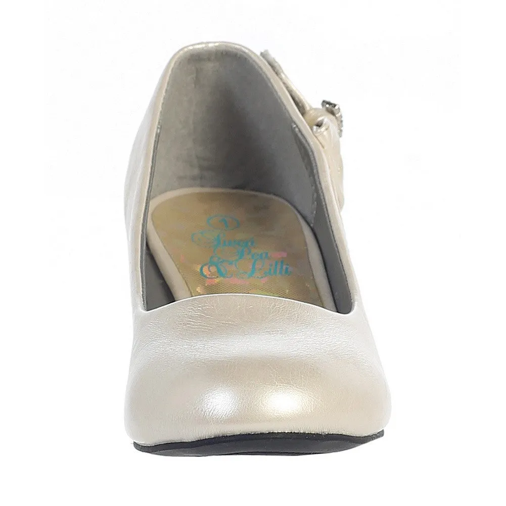 Girls Ivory Bow Gina Special Occasion Dress Wedge Shoes 9 Toddler-4 Kids
