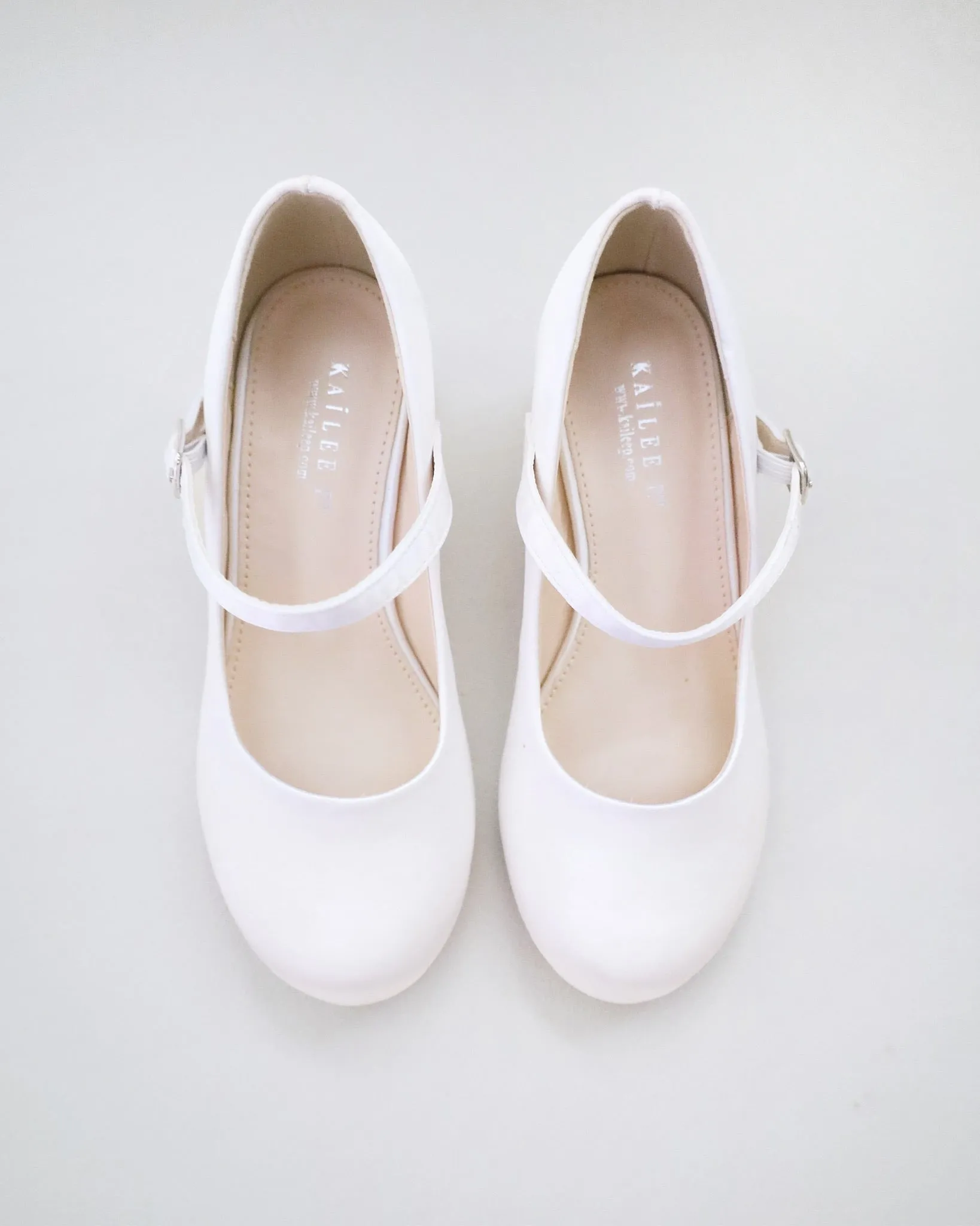 Girls Satin Mary Jane Block Heel