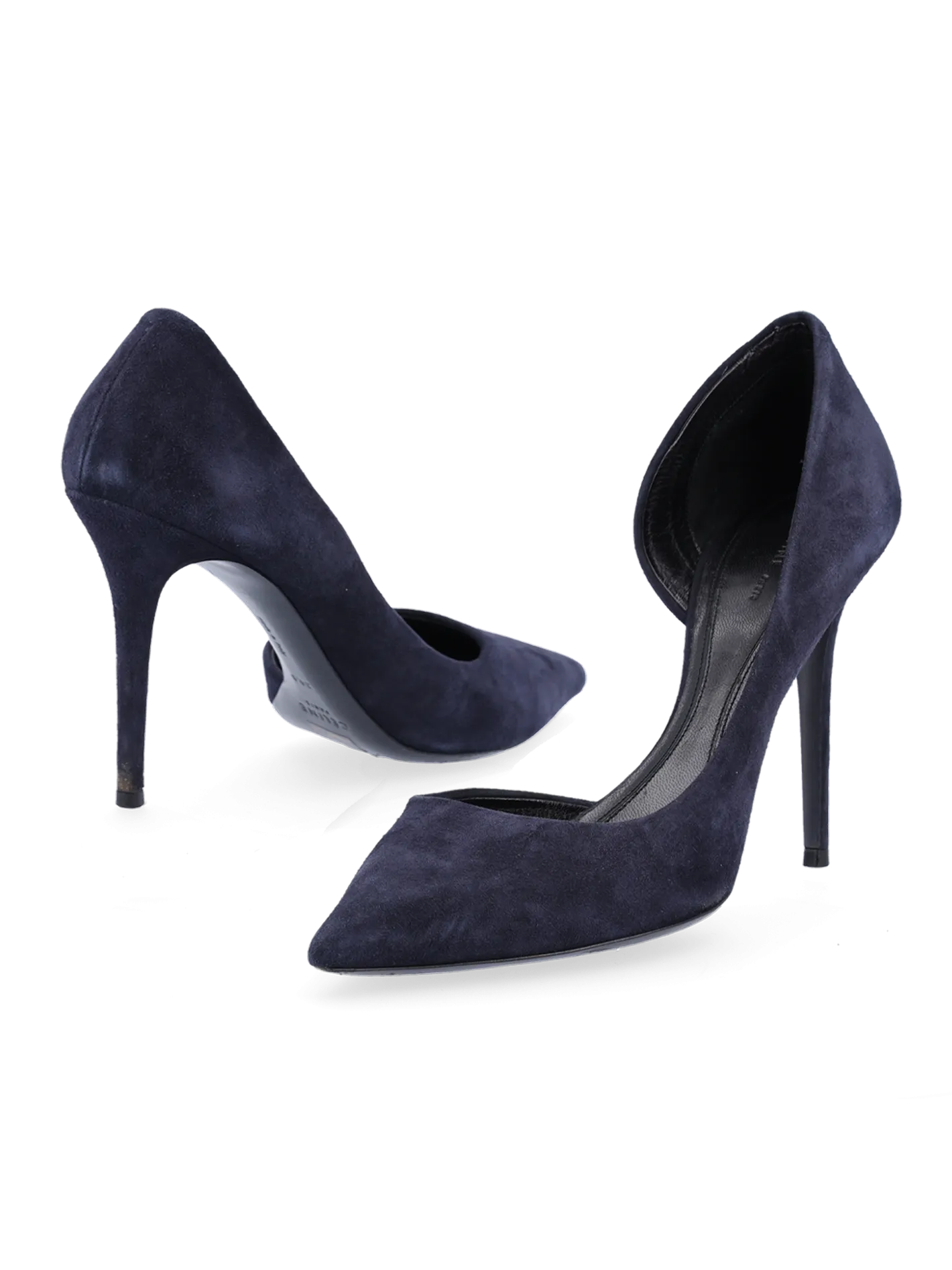 half d'orsay suede pumps
