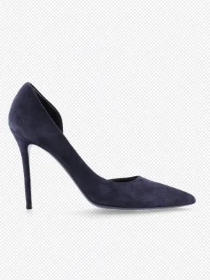 half d'orsay suede pumps