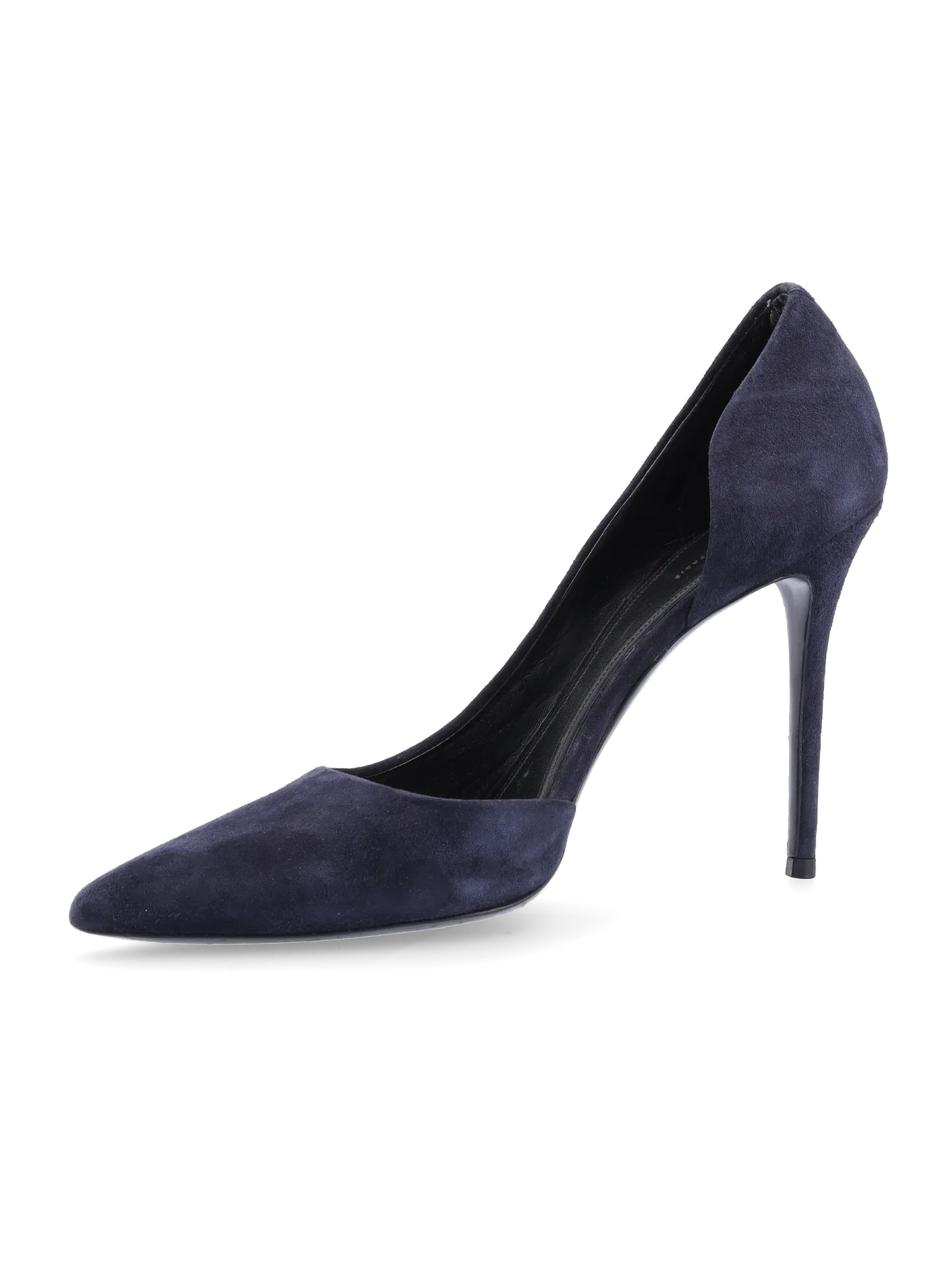 half d'orsay suede pumps
