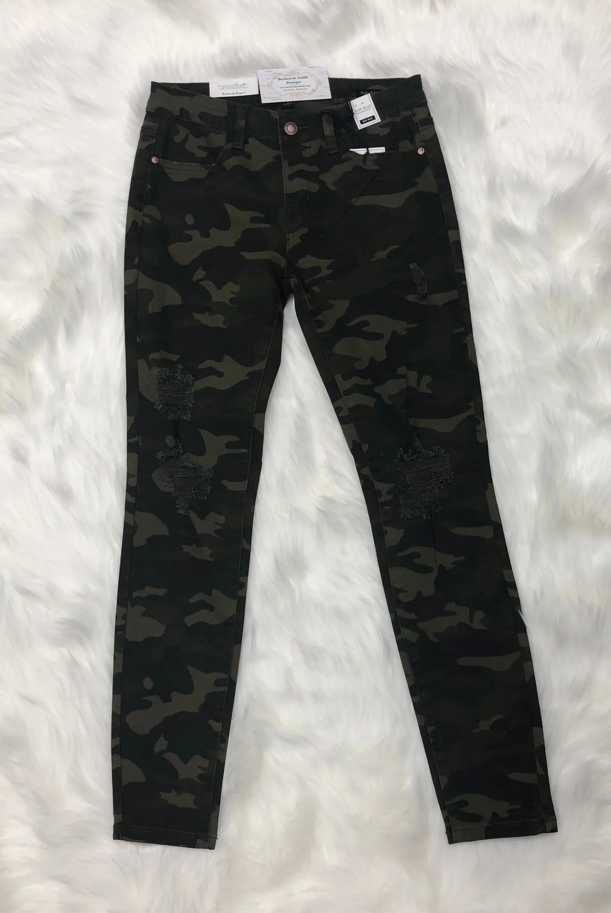 Judy Blue Distressed Camo Skinny Jeans