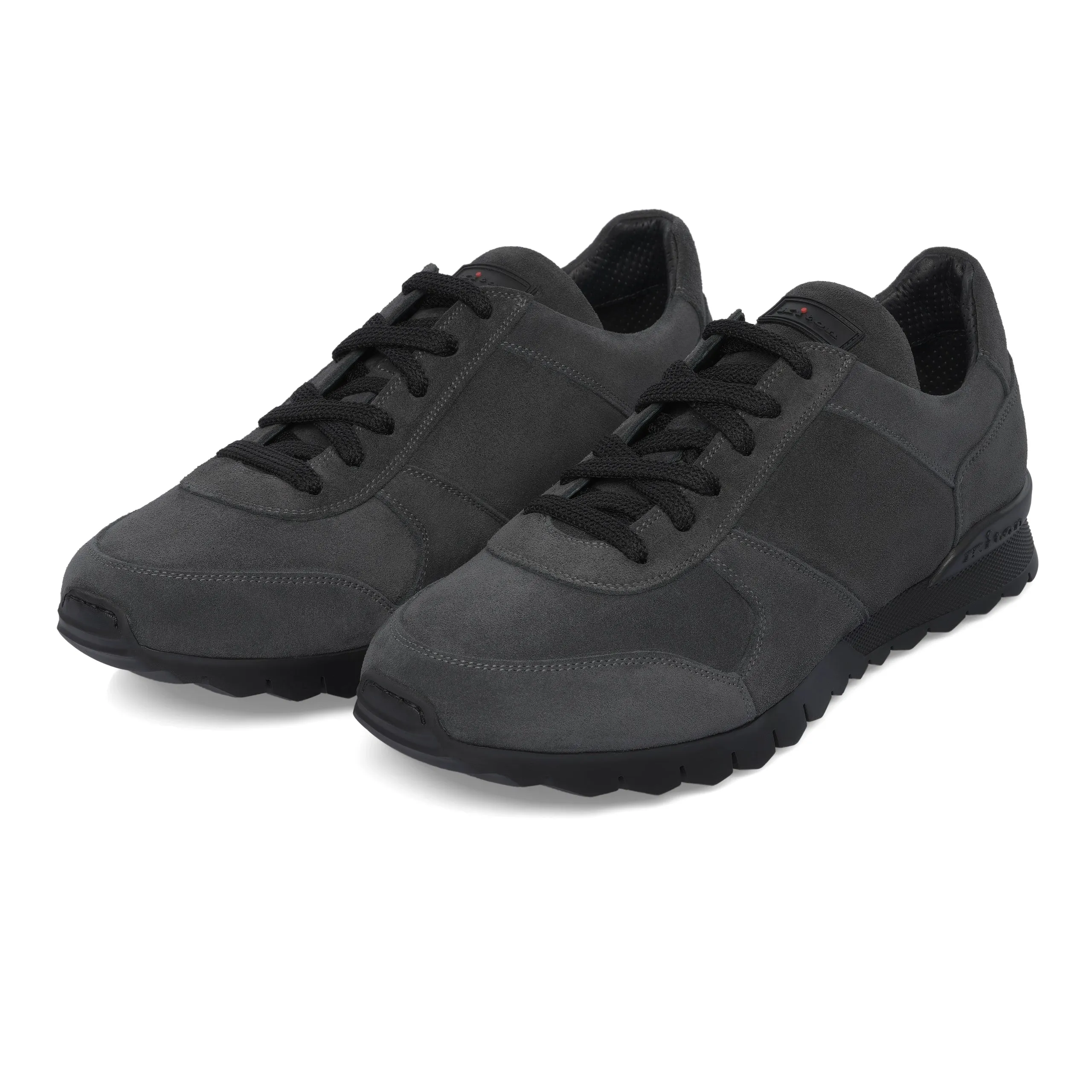Logo Leather Sneakers in Grigio Grey