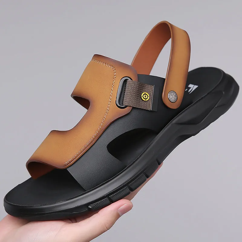 Men's Leather Soft Bottom Casual Sandals