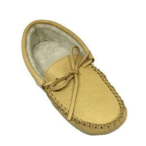 Men's Moosehide Sheepskin Lined Slippers - Natural