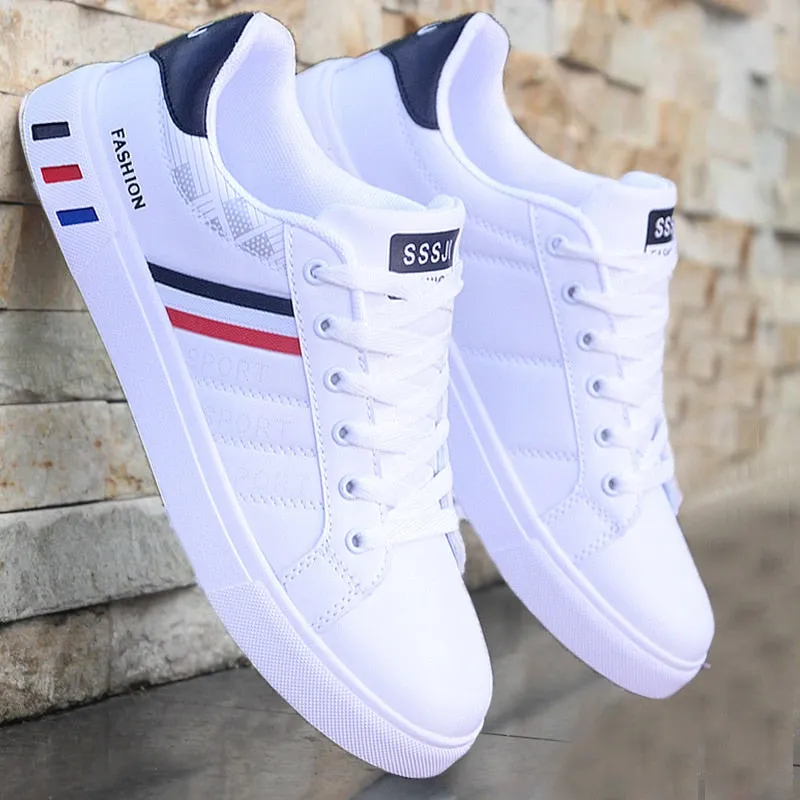 Men's White Vulcanized Sneakers Cheap, Flat, Comfortable Shoes for Autumn and Spring 2024 - Sapatenis Masculine, Chaussures for Boys