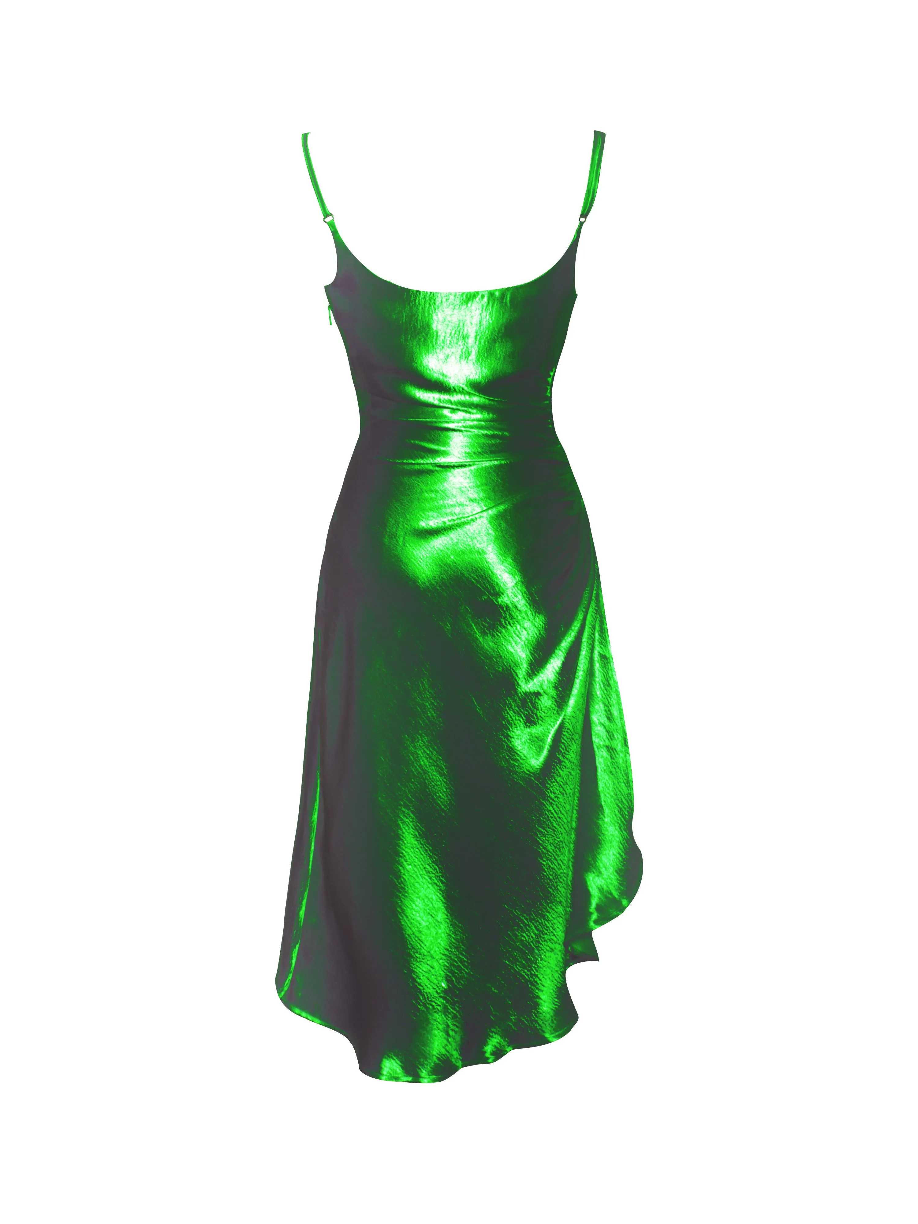 Montego Green Satin Charming Side Slit Dress