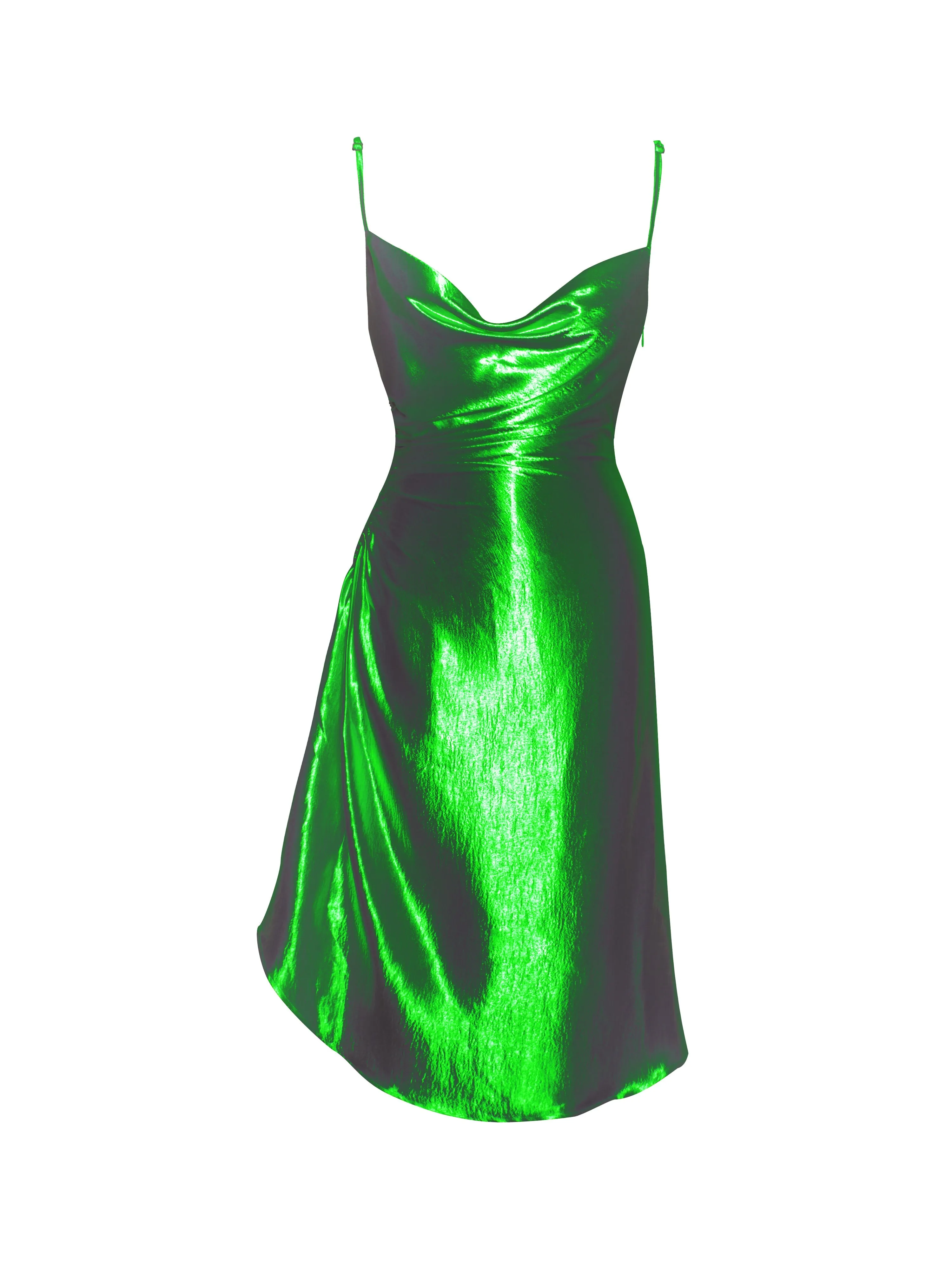 Montego Green Satin Charming Side Slit Dress