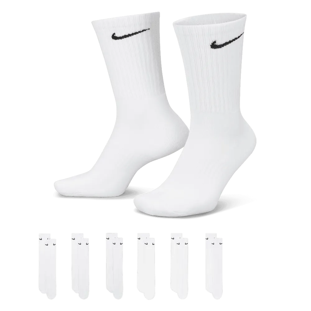 Nike SB Everyday Cushioned Training Crew Socks 6 Pack White