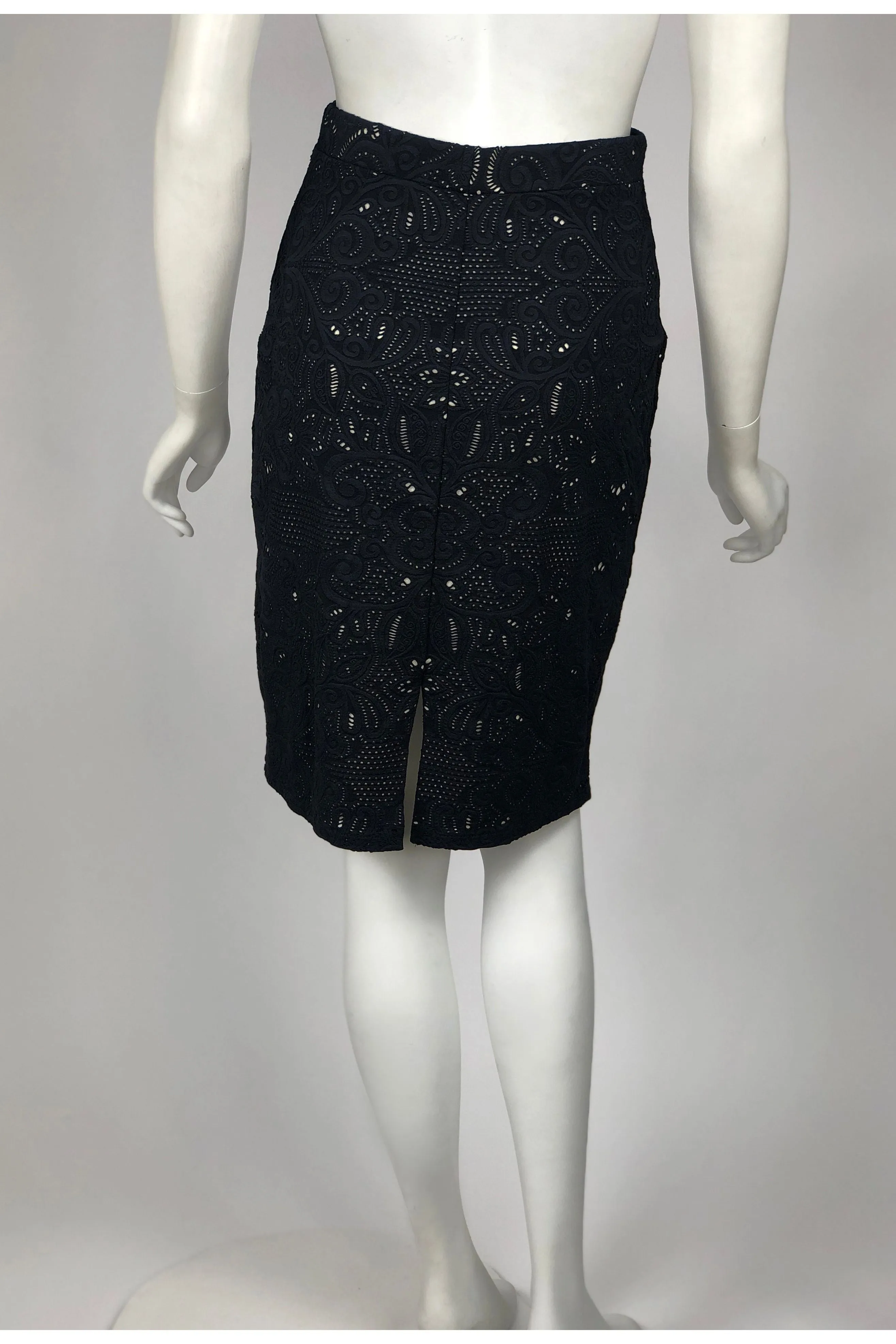 POEMA Eyelet Lace Pencil Skirt Black