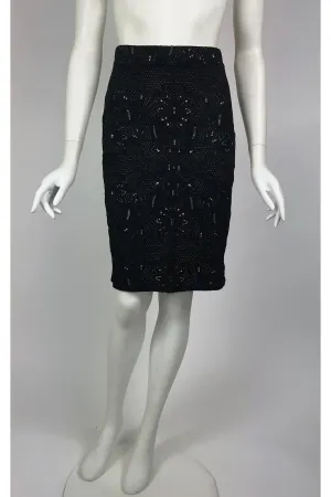 POEMA Eyelet Lace Pencil Skirt Black