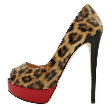 Pointed Toe Low Cut PU Platform Stiletto Super High Heels Sandals