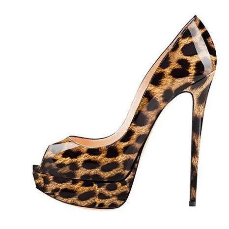 Pointed Toe Low Cut PU Platform Stiletto Super High Heels Sandals