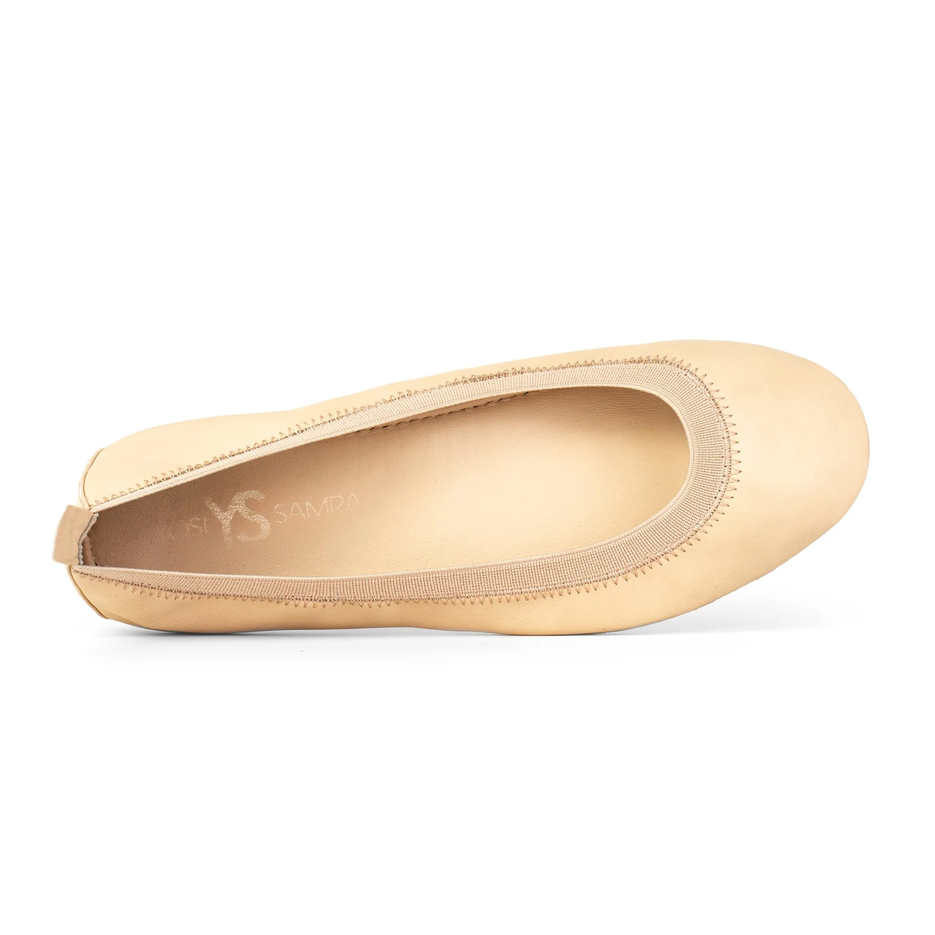 Samara Foldable Ballet Flat in Nude Leather