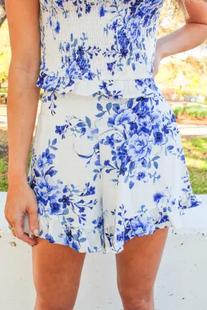 Santorini Nights Floral Shorts