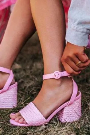 The Maddy Pink Woven Heeled Sandals