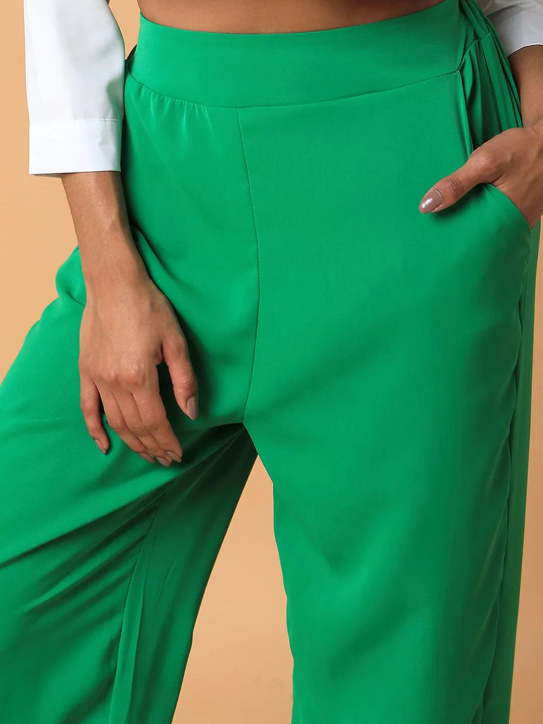 Women Green Comfort Loose Fit Trousers