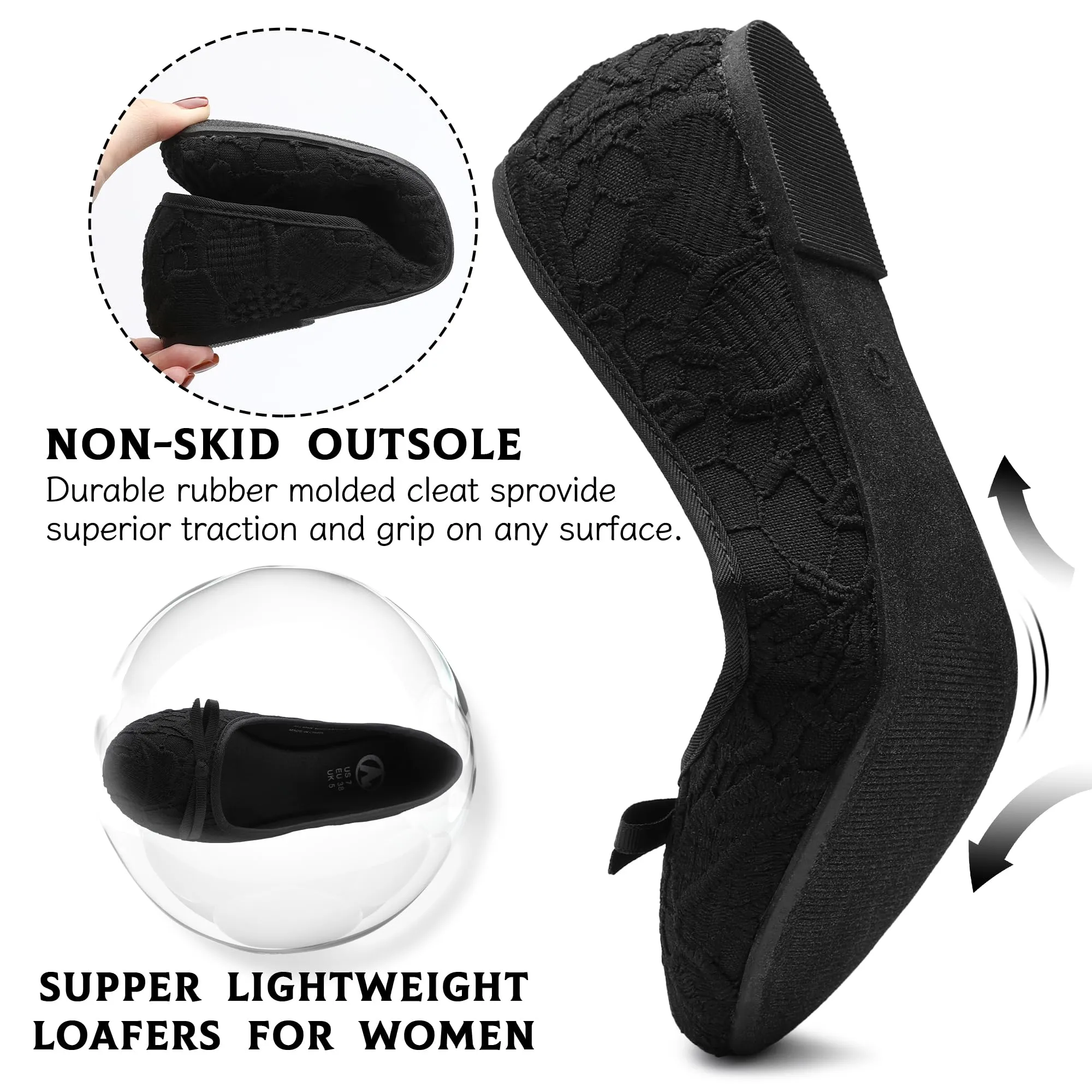 Womens Fashion Ballet Flats Casual Loafers with Bowknot Round Toe Slip On for Women