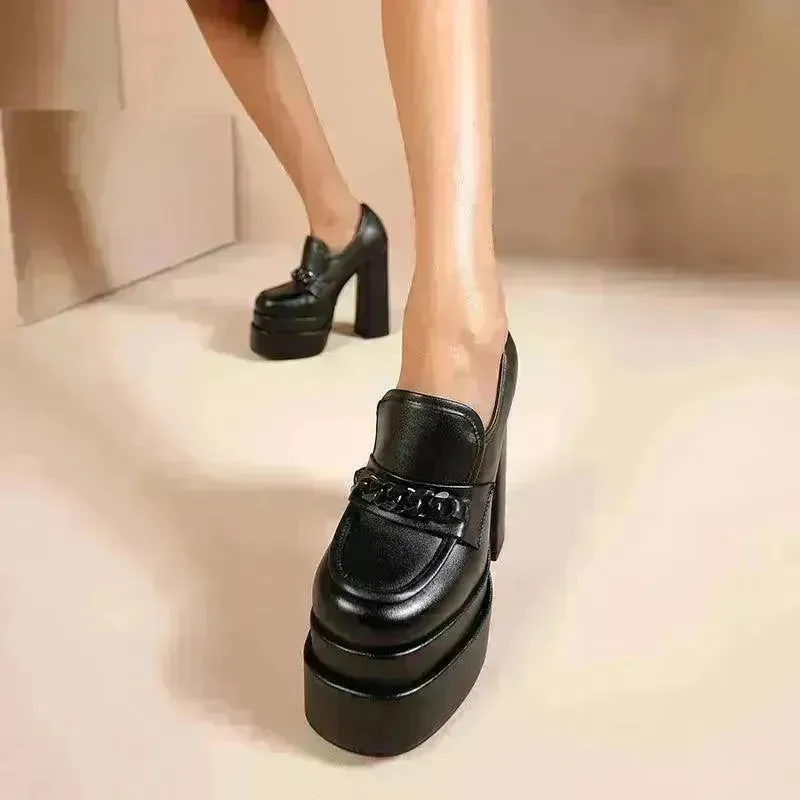 Women's High Heels Charming Platform Leather Shoes
