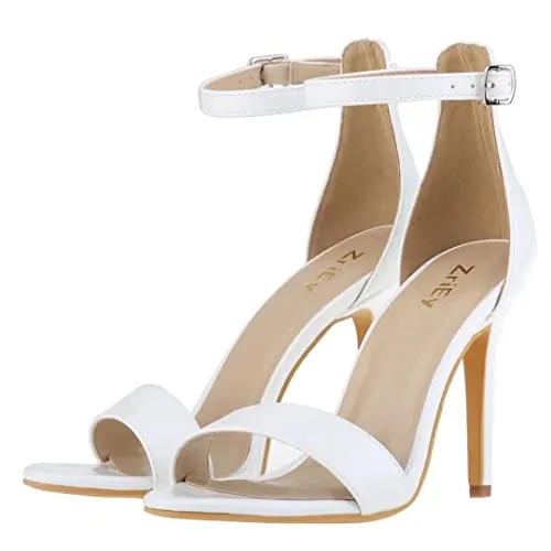 ZriEy Women's Heeled Sandals 4 Inches Open Toe Stiletto High Heels Ankle Strap Fashion Bridal Party Wedding Pump Shoes, 2.8 Inch