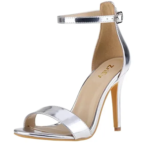 ZriEy Women's Heeled Sandals 4 Inches Open Toe Stiletto High Heels Ankle Strap Fashion Bridal Party Wedding Pump Shoes, 2.8 Inch