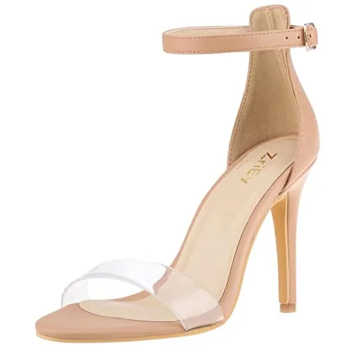 ZriEy Women's Heeled Sandals 4 Inches Open Toe Stiletto High Heels Ankle Strap Fashion Bridal Party Wedding Pump Shoes, 2.8 Inch
