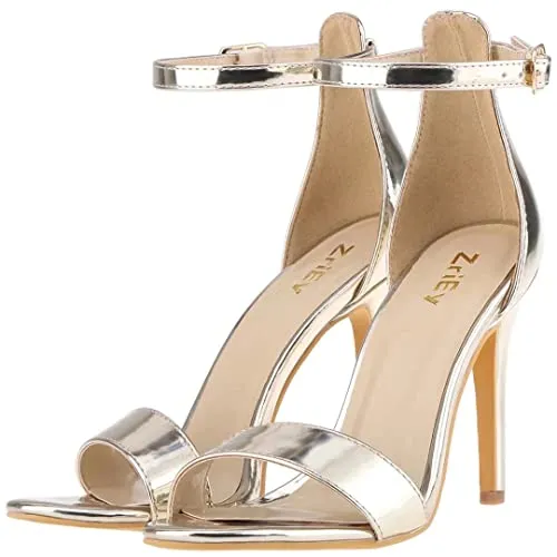 ZriEy Women's Heeled Sandals 4 Inches Open Toe Stiletto High Heels Ankle Strap Fashion Bridal Party Wedding Pump Shoes, 2.8 Inch