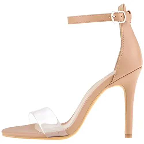 ZriEy Women's Heeled Sandals 4 Inches Open Toe Stiletto High Heels Ankle Strap Fashion Bridal Party Wedding Pump Shoes, 2.8 Inch