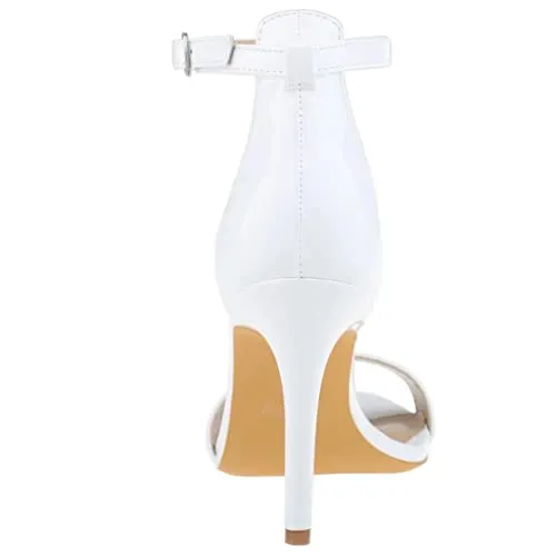 ZriEy Women's Heeled Sandals 4 Inches Open Toe Stiletto High Heels Ankle Strap Fashion Bridal Party Wedding Pump Shoes, 2.8 Inch