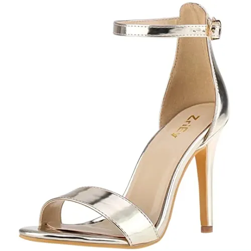 ZriEy Women's Heeled Sandals 4 Inches Open Toe Stiletto High Heels Ankle Strap Fashion Bridal Party Wedding Pump Shoes, 2.8 Inch
