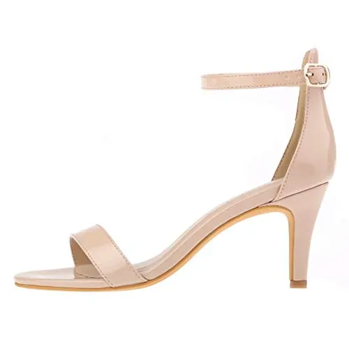 ZriEy Women's Heeled Sandals 4 Inches Open Toe Stiletto High Heels Ankle Strap Fashion Bridal Party Wedding Pump Shoes, 2.8 Inch