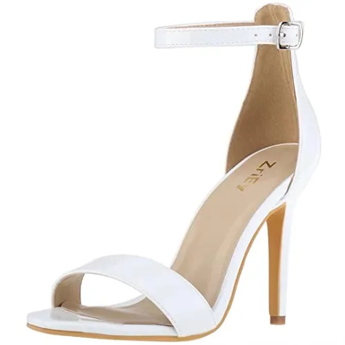 ZriEy Women's Heeled Sandals 4 Inches Open Toe Stiletto High Heels Ankle Strap Fashion Bridal Party Wedding Pump Shoes, 2.8 Inch