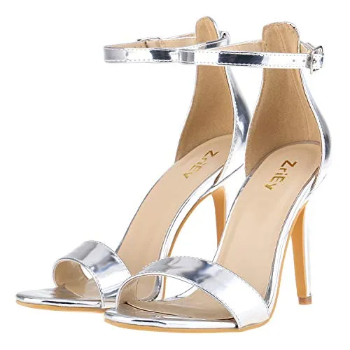 ZriEy Women's Heeled Sandals 4 Inches Open Toe Stiletto High Heels Ankle Strap Fashion Bridal Party Wedding Pump Shoes, 2.8 Inch