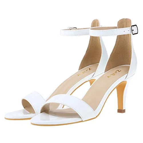 ZriEy Women's Heeled Sandals 4 Inches Open Toe Stiletto High Heels Ankle Strap Fashion Bridal Party Wedding Pump Shoes, 2.8 Inch