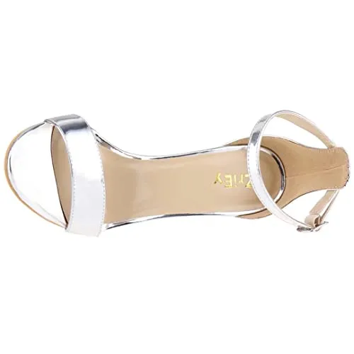 ZriEy Women's Heeled Sandals 4 Inches Open Toe Stiletto High Heels Ankle Strap Fashion Bridal Party Wedding Pump Shoes, 2.8 Inch