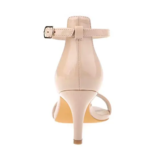 ZriEy Women's Heeled Sandals 4 Inches Open Toe Stiletto High Heels Ankle Strap Fashion Bridal Party Wedding Pump Shoes, 2.8 Inch
