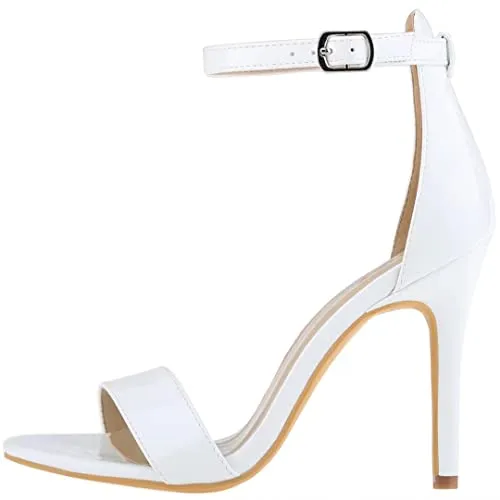 ZriEy Women's Heeled Sandals 4 Inches Open Toe Stiletto High Heels Ankle Strap Fashion Bridal Party Wedding Pump Shoes, 2.8 Inch