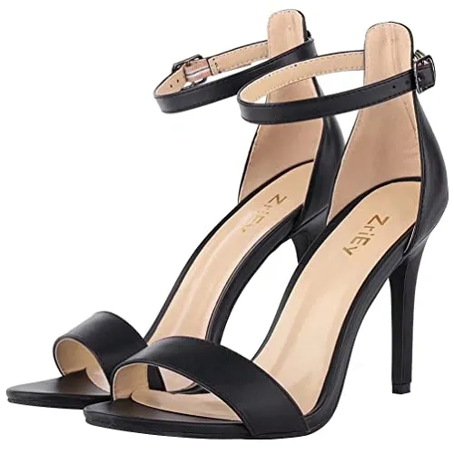 ZriEy Women's Heeled Sandals 4 Inches Open Toe Stiletto High Heels Ankle Strap Fashion Bridal Party Wedding Pump Shoes, 2.8 Inch