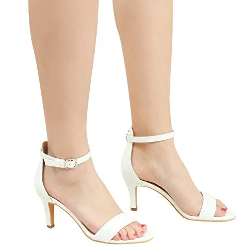 ZriEy Women's Heeled Sandals 4 Inches Open Toe Stiletto High Heels Ankle Strap Fashion Bridal Party Wedding Pump Shoes, 2.8 Inch